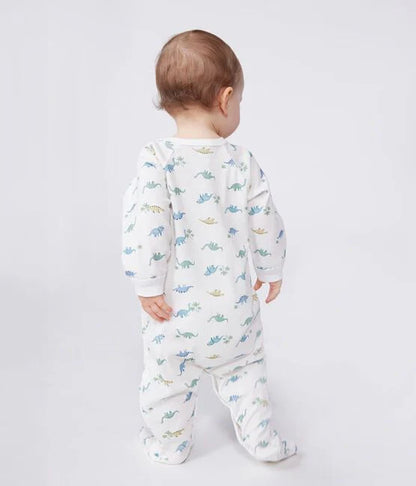 Petit Bateau Baby Boy Side Snap Dinosaur Footie