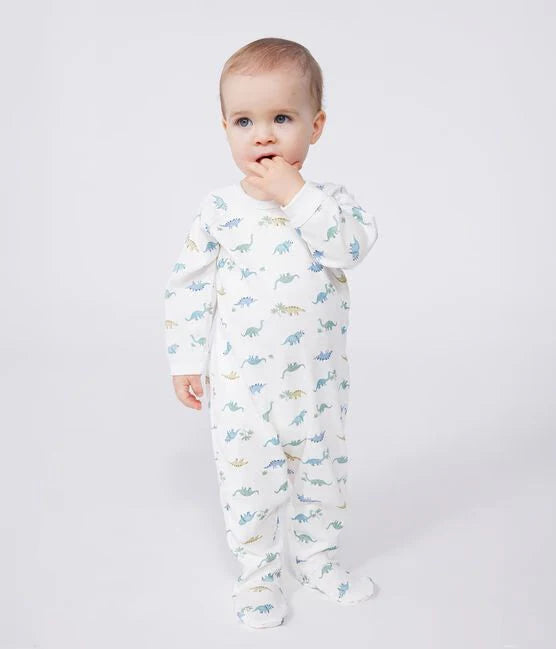 Petit Bateau Baby Boy Side Snap Dinosaur Footie