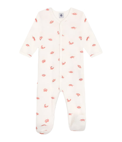 Petit Bateau Baby Front Snap Crab Print Footie