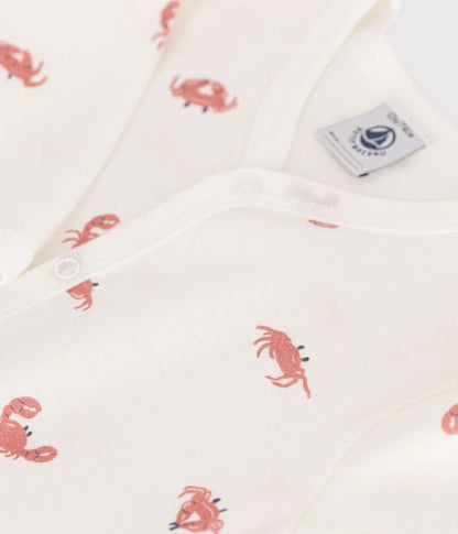 Petit Bateau Baby Front Snap Crab Print Footie