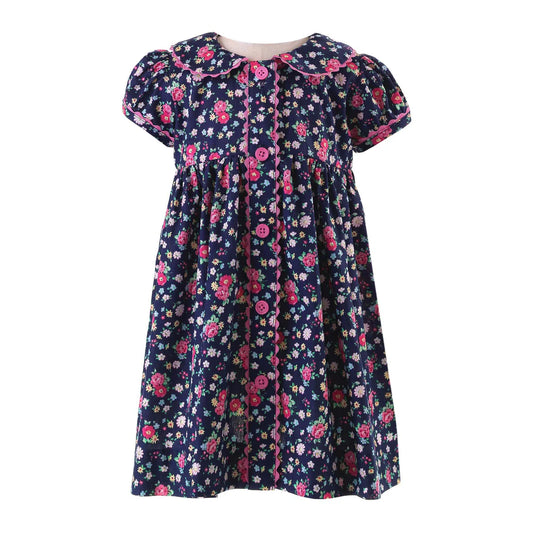 Rachel Riley Floral Front Button Dress & Bloomers