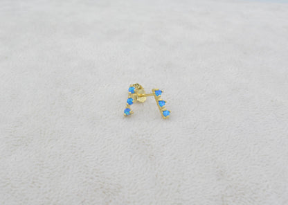 Small Blue Opal Trio Stud