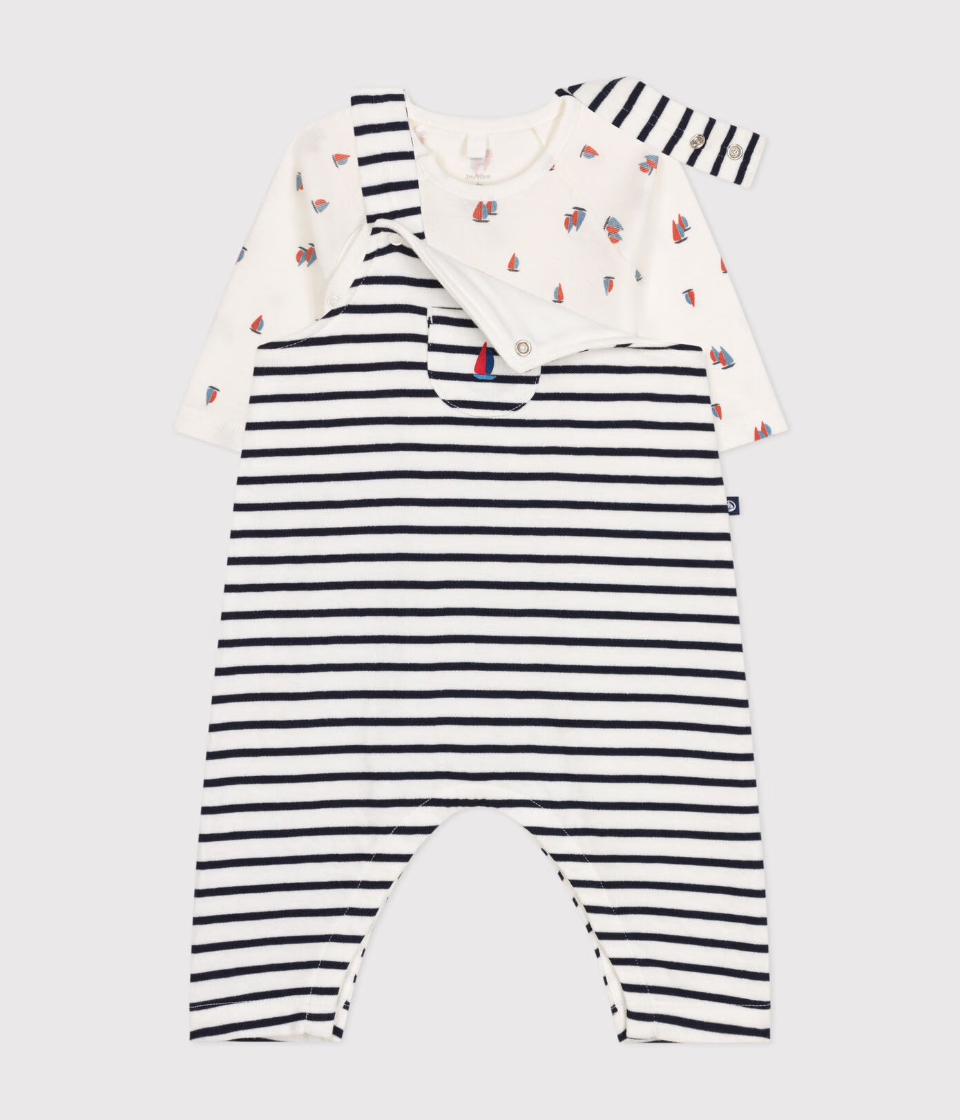Petit Bateau Baby Boy Boat Bodysuit & Striped Overall