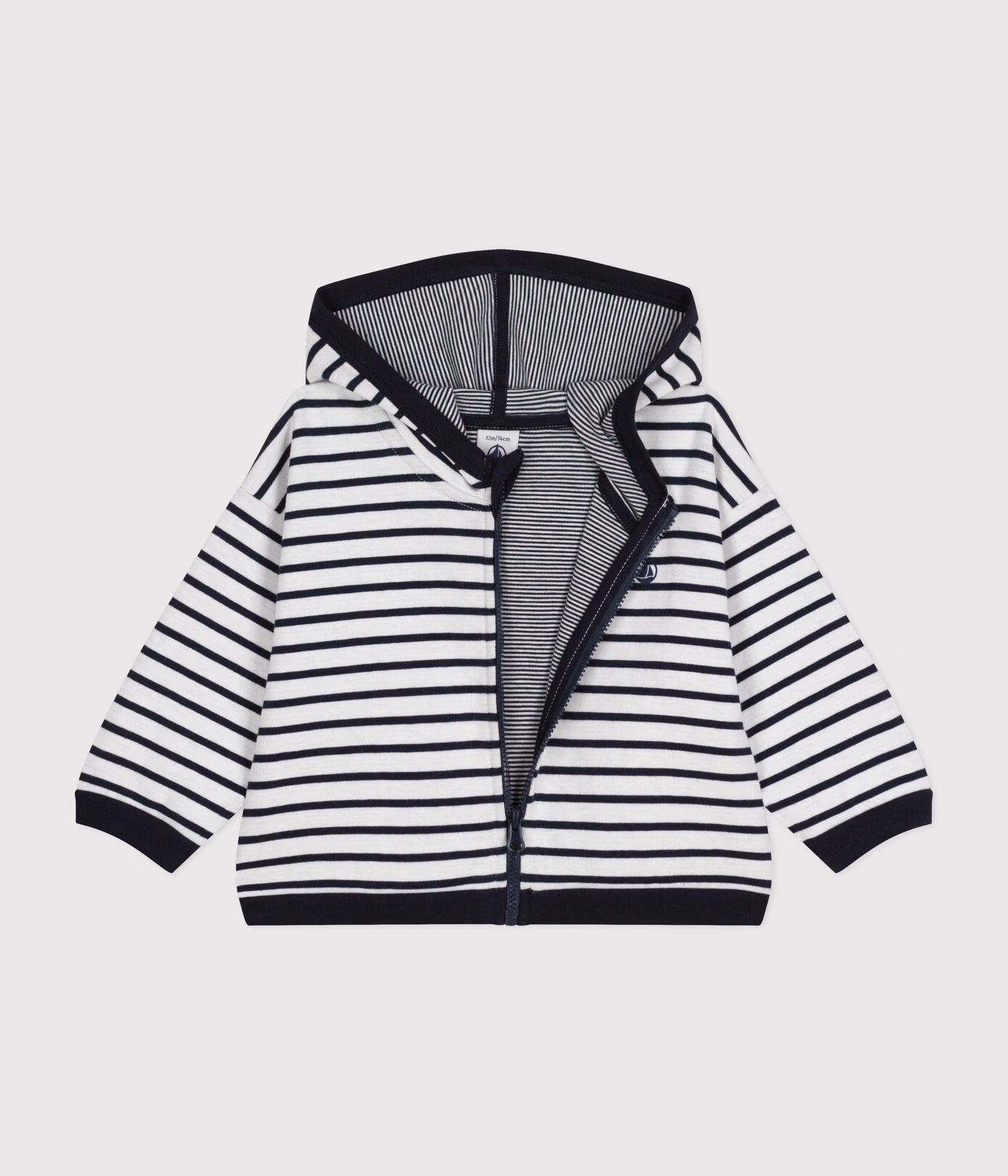 Petit Bateau Baby Striped Zip Up Hoodie