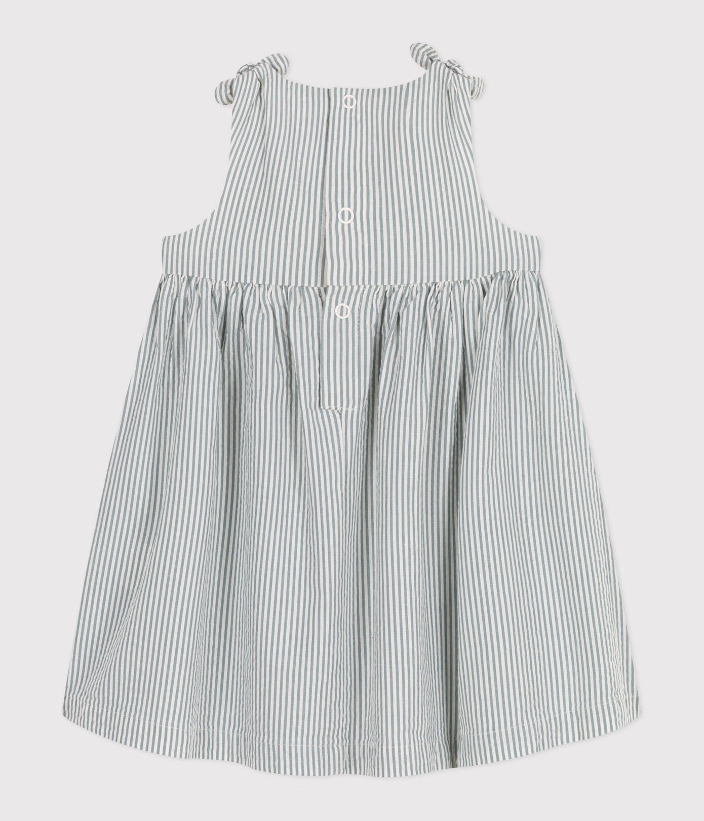 Petit Bateau Baby Girl Sleeveless Seersucker Stripe Dress - 18M