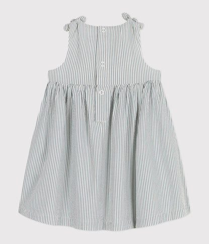 Petit Bateau Baby Girl Sleeveless Seersucker Stripe Dress - 18M