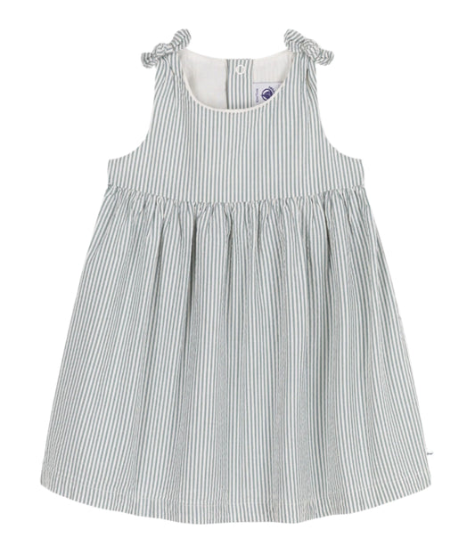 Petit Bateau Baby Girl Sleeveless Seersucker Stripe Dress
