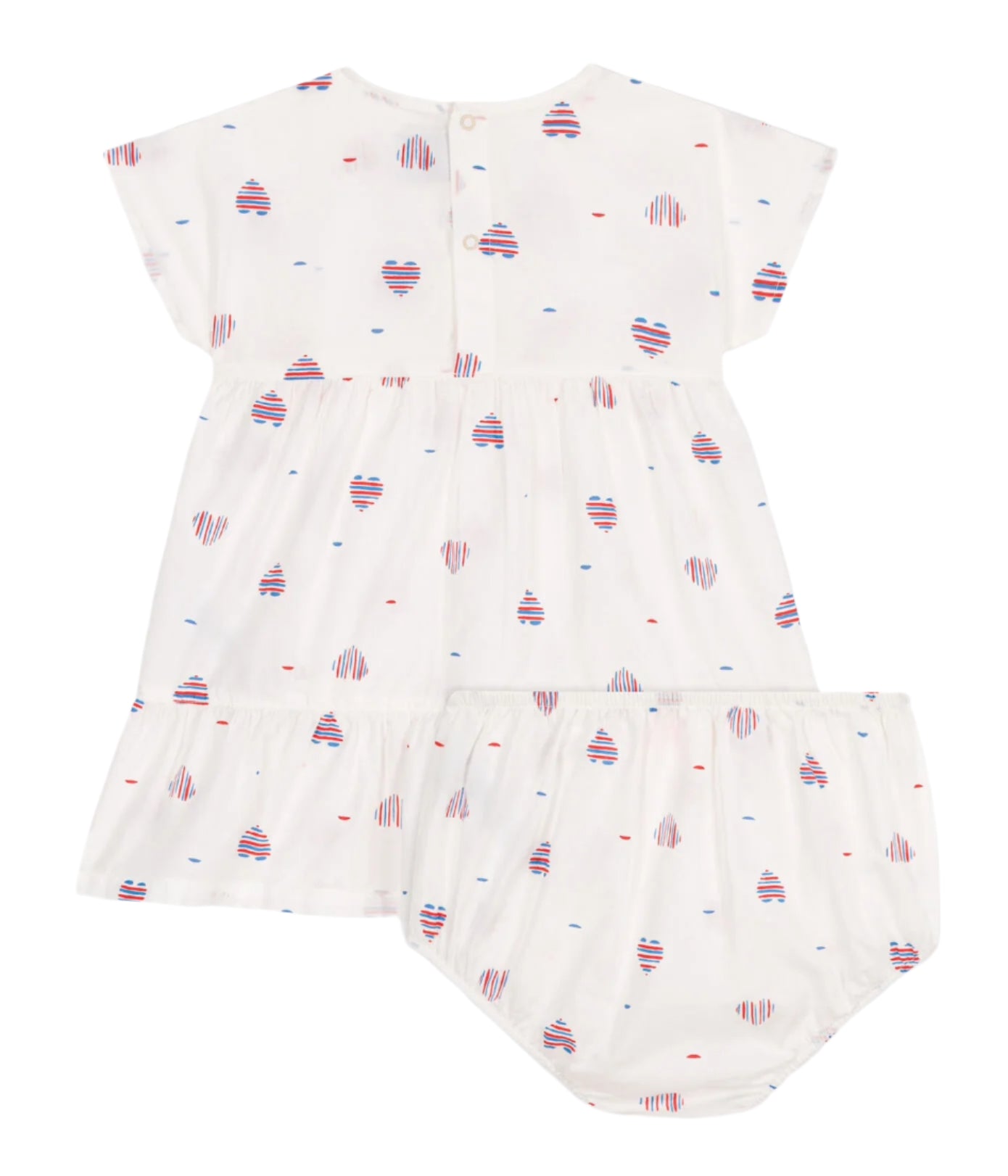 Petit Bateau Baby Girl Short Sleeve Stripe Hearts Dress & Bloomers