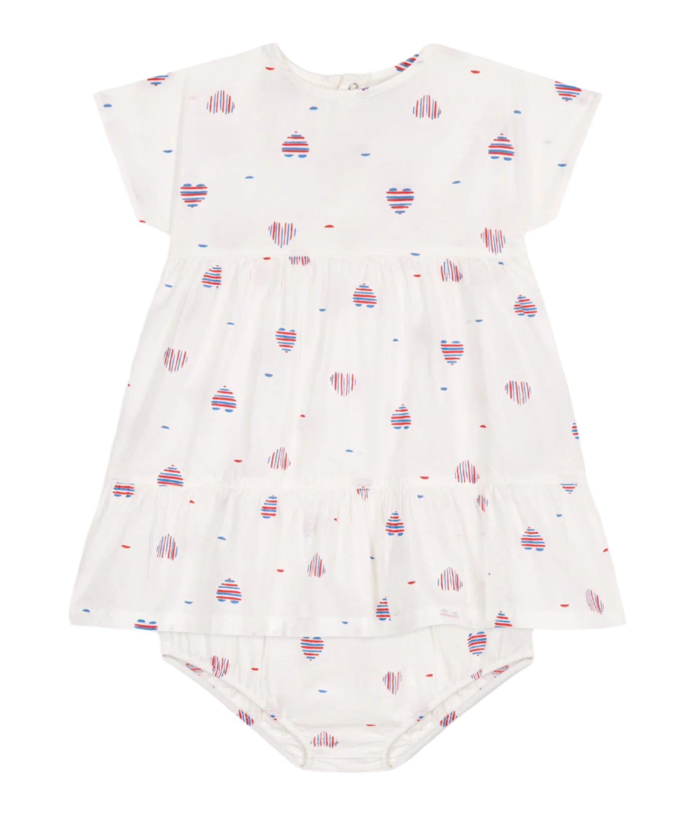 Petit Bateau Baby Girl Short Sleeve Stripe Hearts Dress & Bloomers