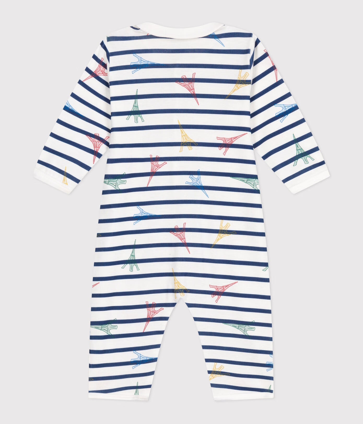 Petit Bateau Baby Long Sleeve Stripe Eiffel Tower Romper