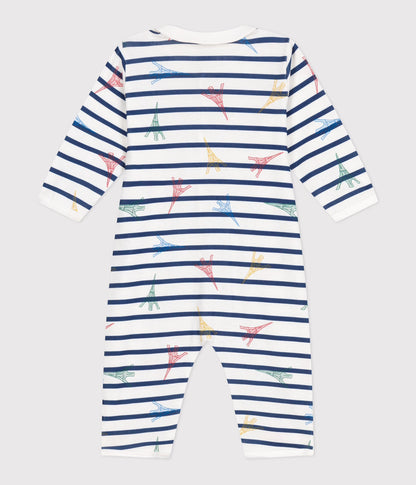 Petit Bateau Baby Long Sleeve Stripe Eiffel Tower Romper