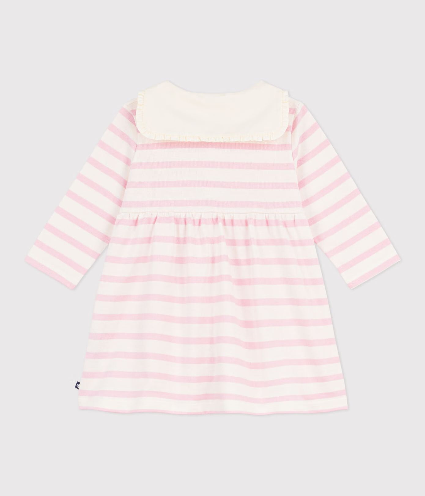Petit Bateau Long Sleeve Breton Stripe Dress Pink-Cream