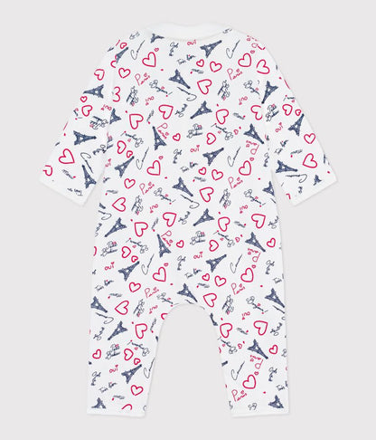 Petit Bateau Paris Print Romper footless cotton pajama suit