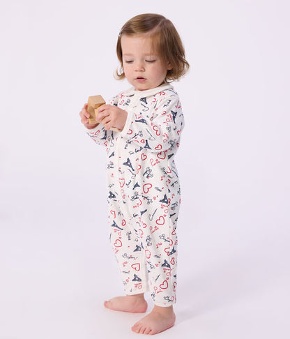 Petit Bateau Paris Print Romper footless cotton pajama suit