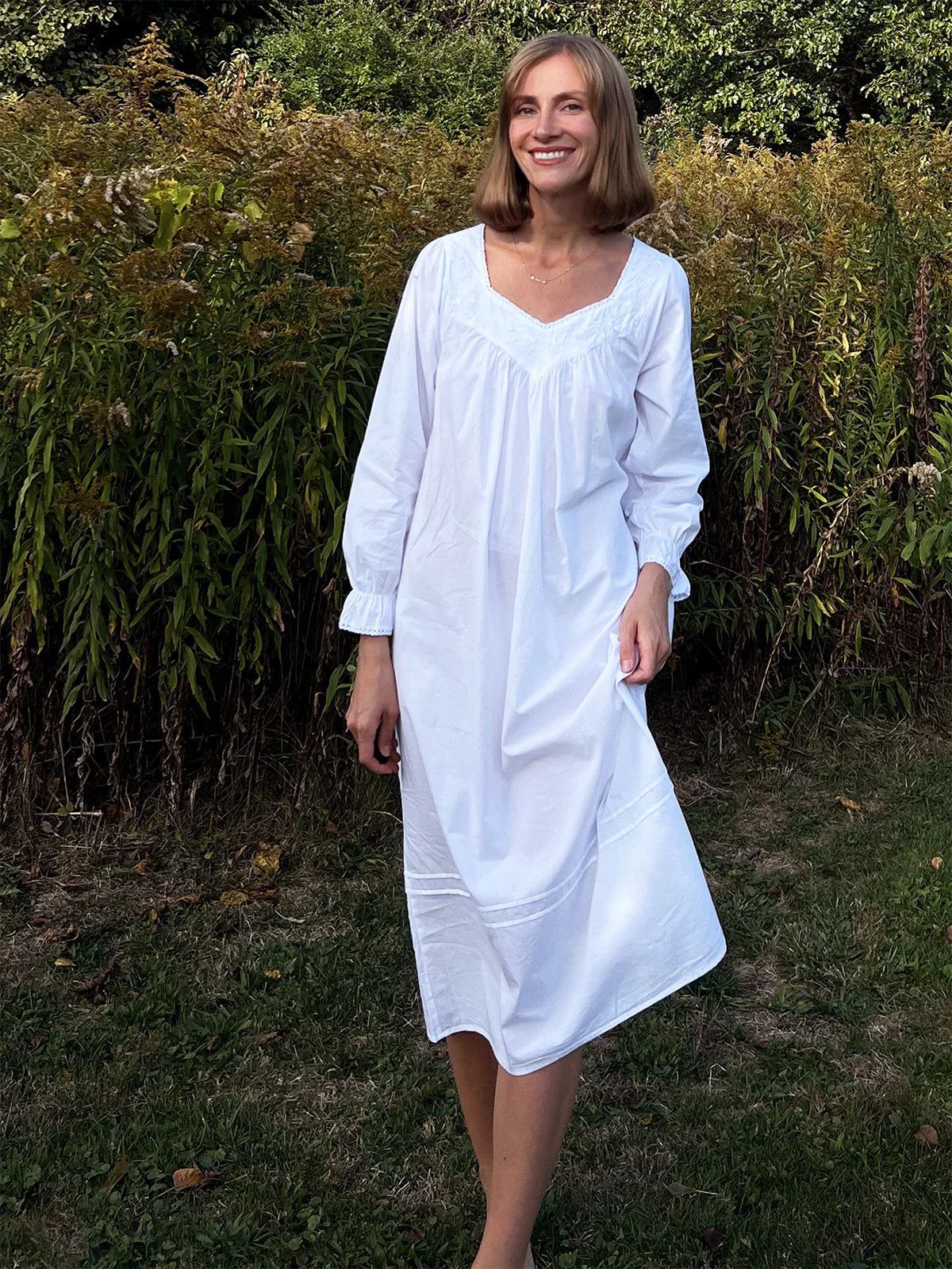 Jacaranda Adelaide White Cotton Nightgown