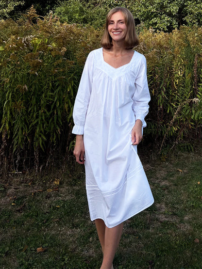 Jacaranda Adelaide White Cotton Nightgown