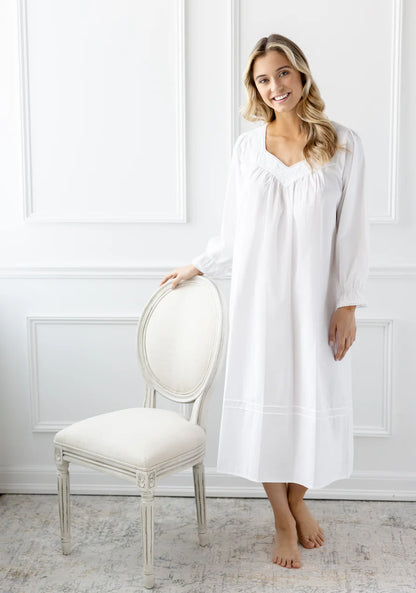 Jacaranda Adelaide White Cotton Nightgown