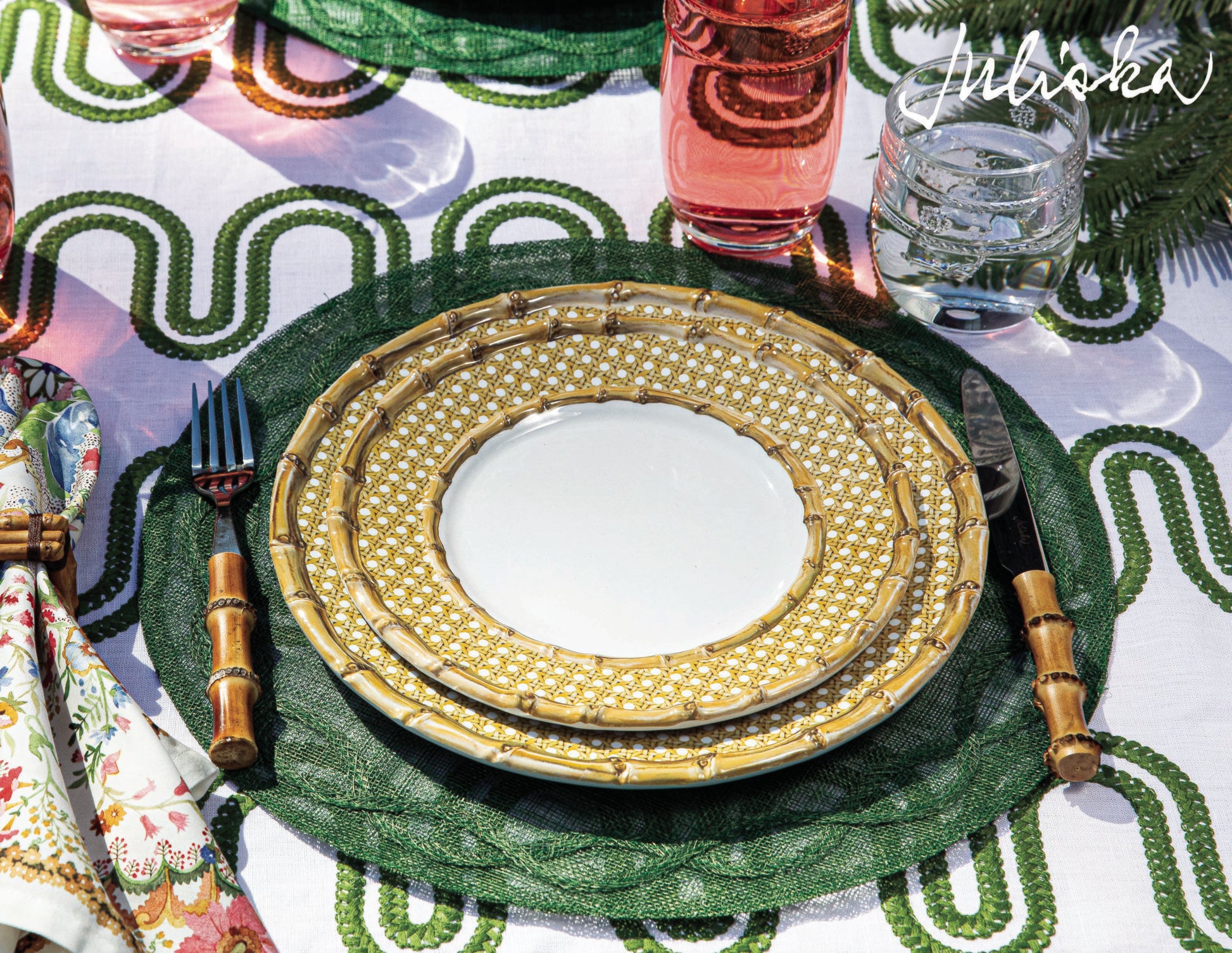 Juliska Bamboo Caning Melamine Dinner Plate - Natural
