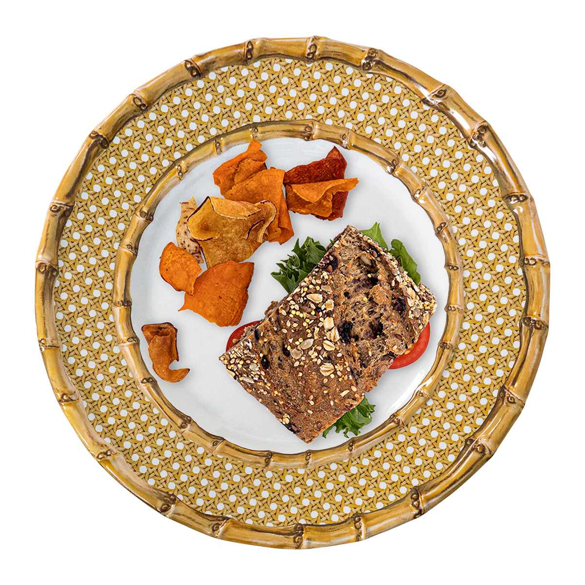 Bamboo Caning Melamine Dinner Plate - Natural