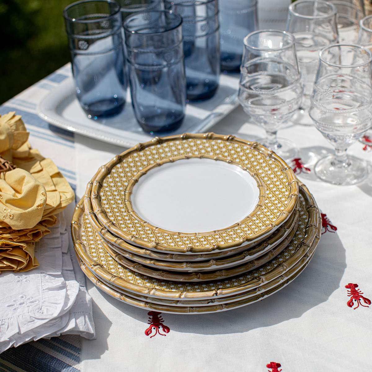 Juliska Bamboo Caning Melamine Dinner Plate - Natural