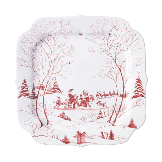 Juliska Winter Frolic Ruby Santa's Cookie Tray Naughty and Nice List