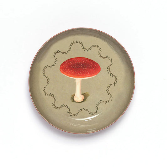 Roomytown Enamel Round Tray - Mushroom