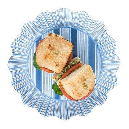 Juliska Cabana Stripe Melamine Dessert/Salad Plate Set of 4 Ocean