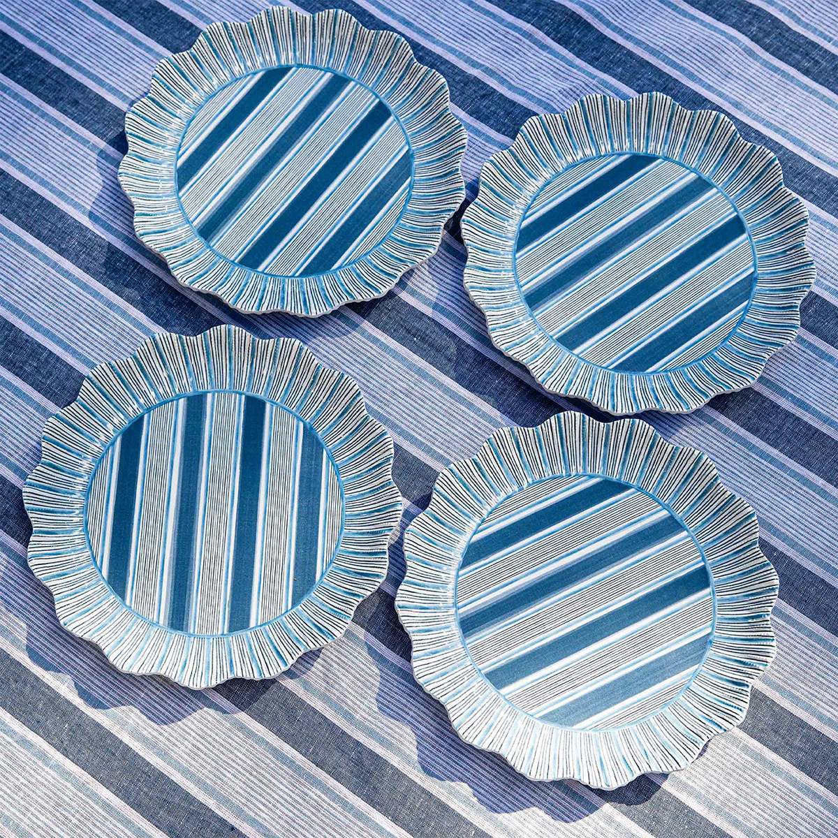 Juliska Cabana Stripe Melamine Dessert/Salad Plate Set of 4 Ocean