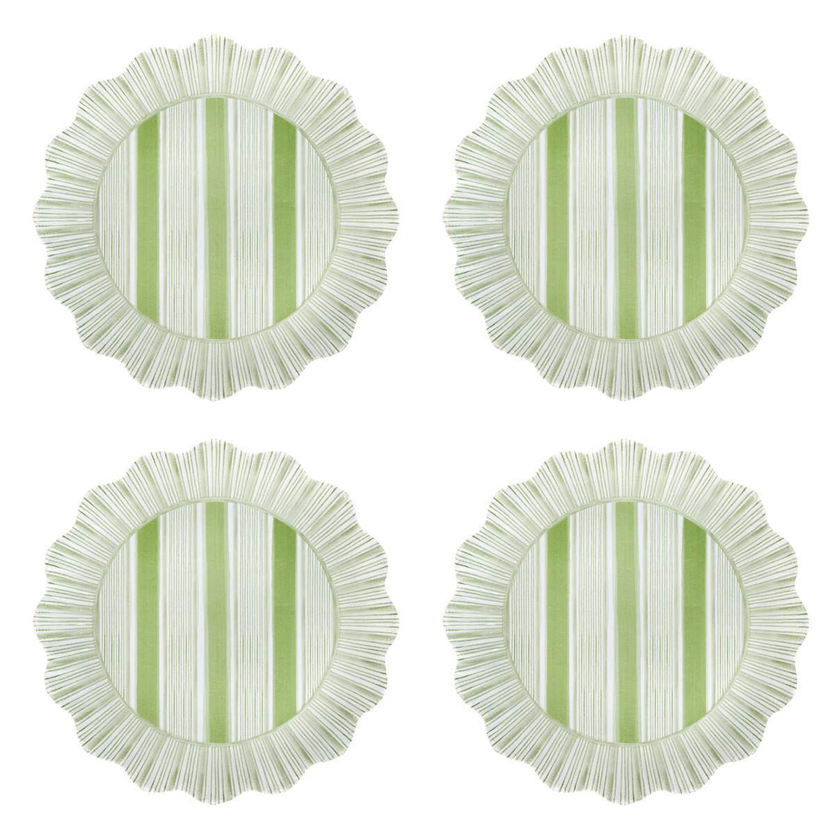 Juliska Cabana Stripe Melamine Dessert/Salad Plate Set of 4 - Seagrass