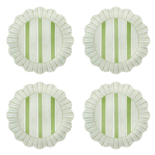 Juliska Cabana Stripe Melamine Dessert/Salad Plate Set of 4 - Seagrass