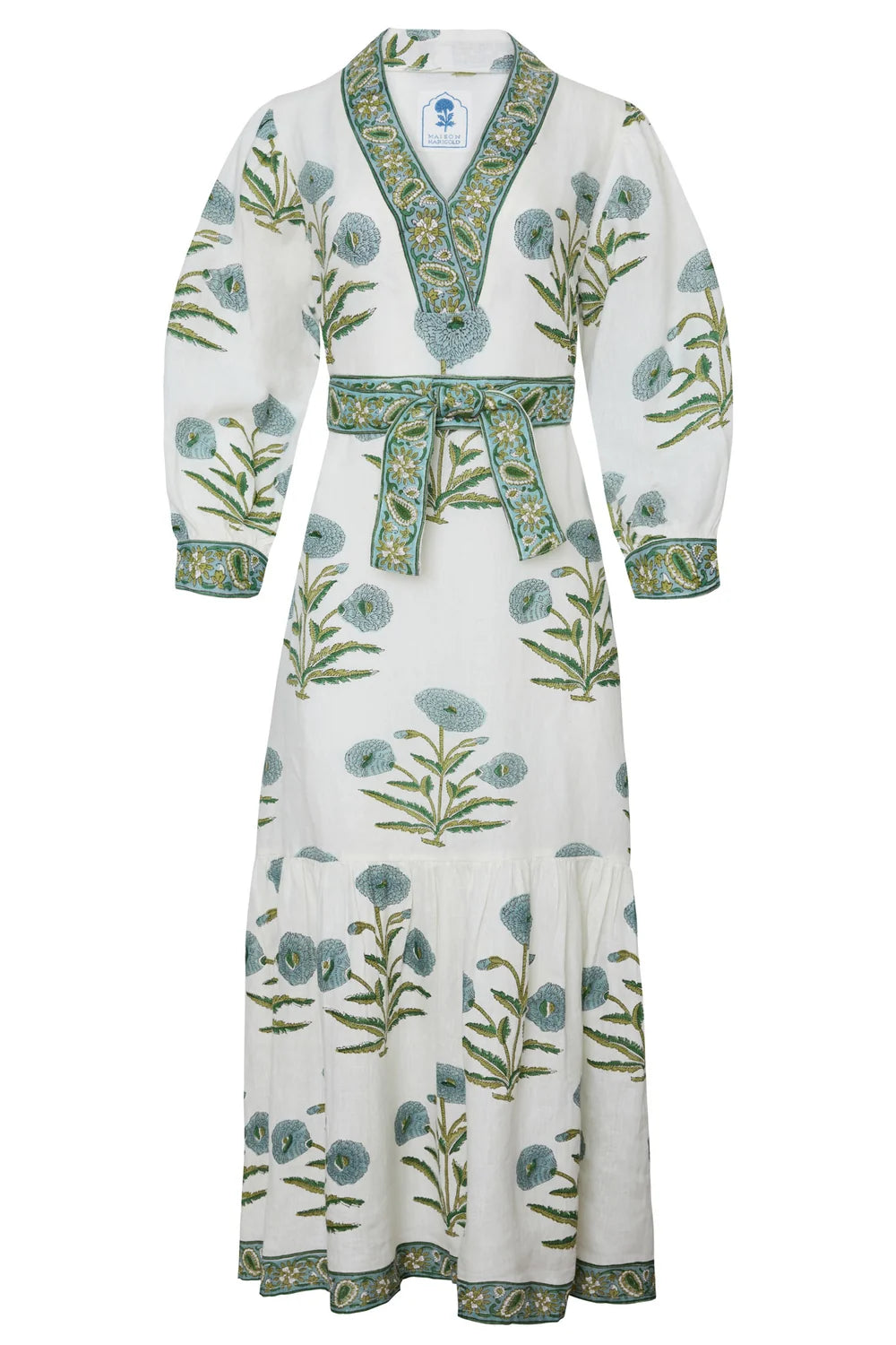 Maison Marigold Capri Maxi Blue Flower Dress