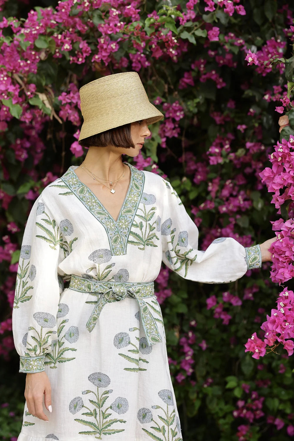 Maison Marigold Capri Maxi Blue Flower Dress