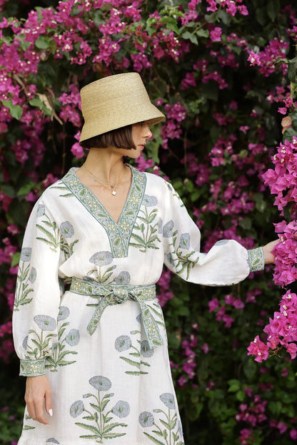 Maison Marigold Capri Maxi Blue Flower Dress