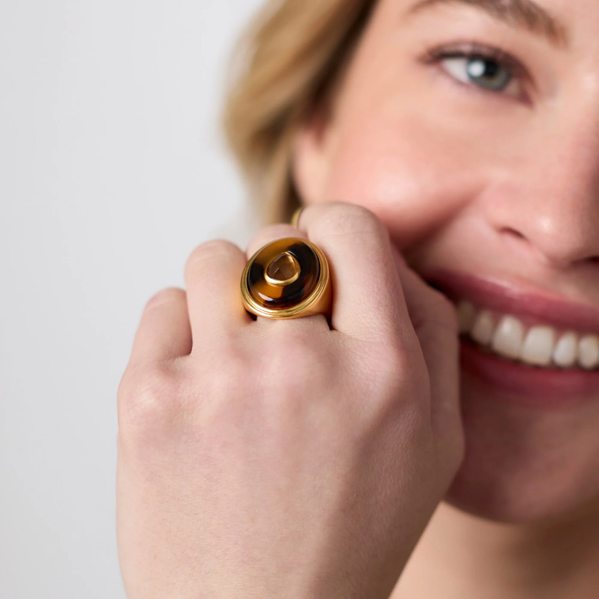 Julie Vos Carnaby Statement Ring - Tortoiseshell