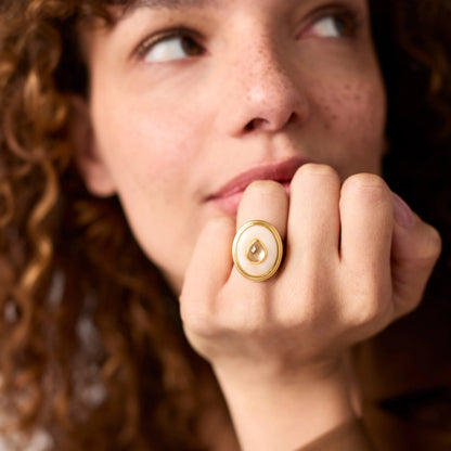 Julie Vos Carnaby Statement Ring - Ivory