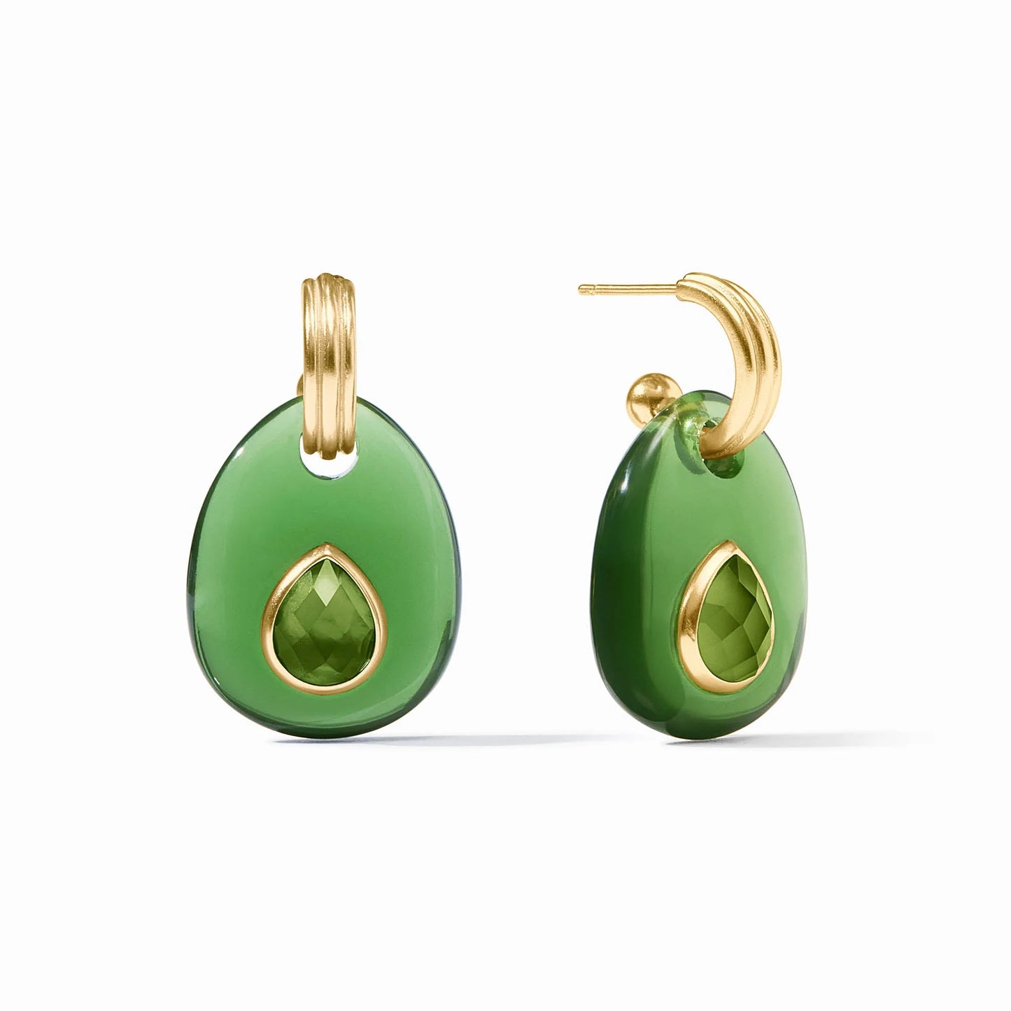 Julie Vos Carnaby Hoop & Charm Earring - Palmetto Green