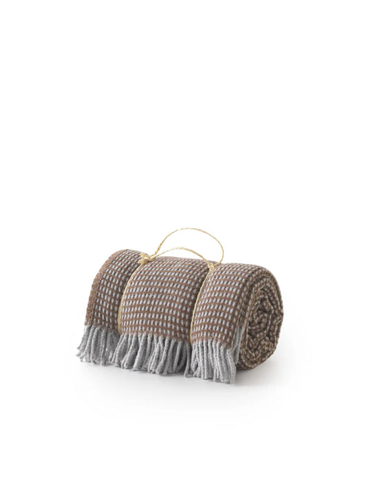 A Soft Idea Uniwaffle Textured Throw with Fringes- Chocolate