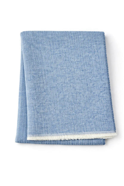 A Soft Idea Cotton-Blend Mini Herringbone Throw with Eyelash Fringes
