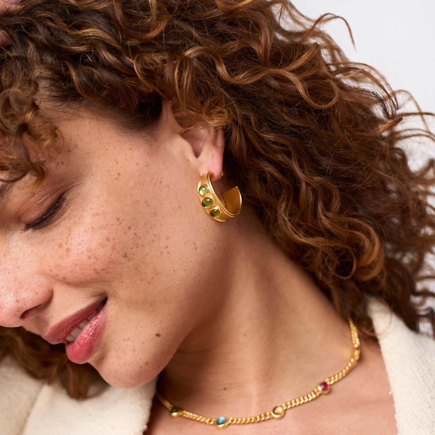 Dolce Stone Hoop Earrings - Medium