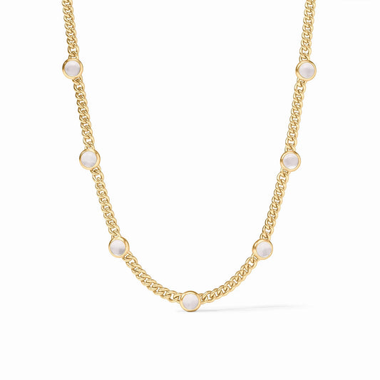 Julie Vos Dolce Delicate Station Necklace - Iridescent Clear Crystal
