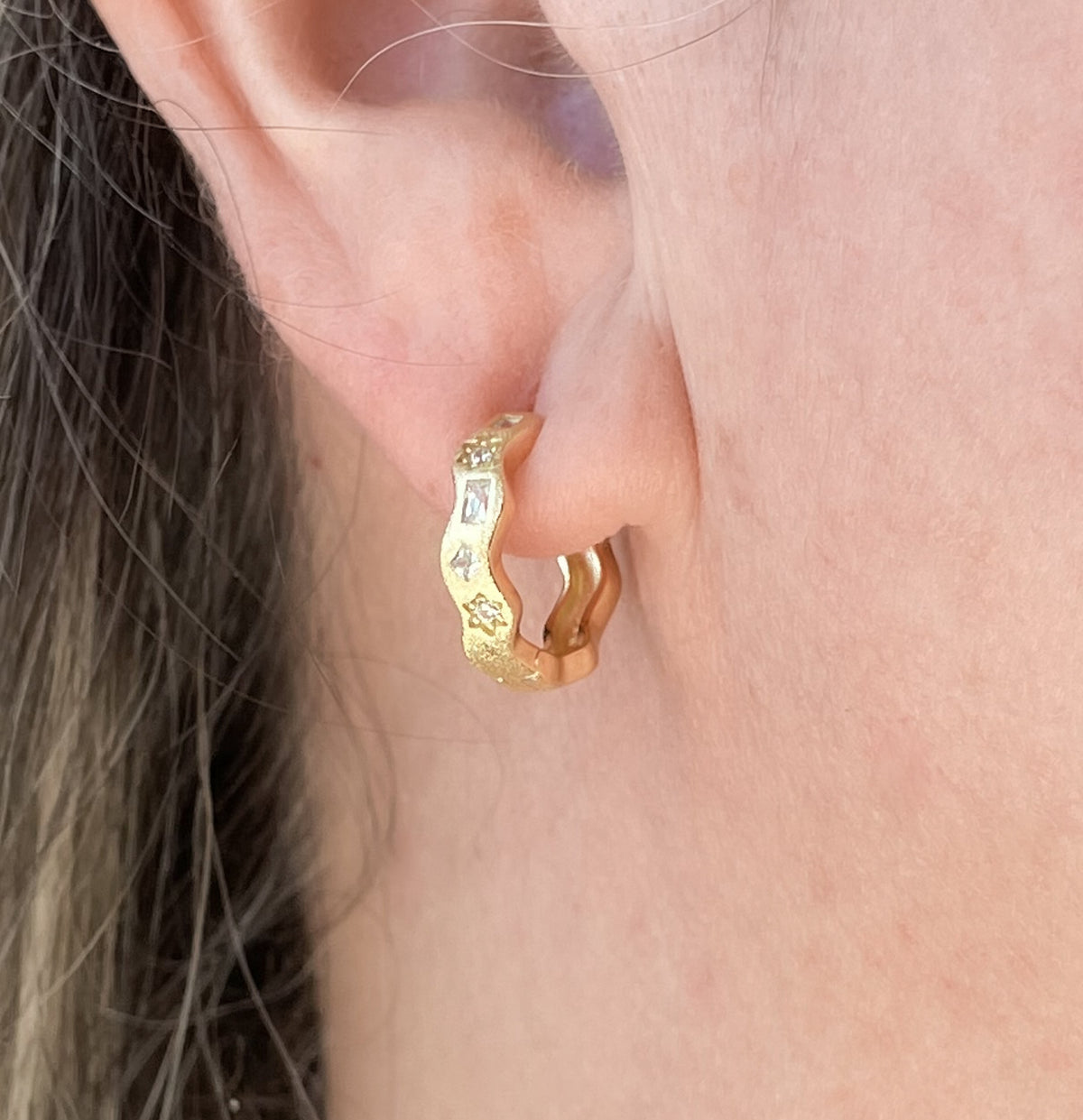 AJS Design Huggie Earring with Cubic Zirconia