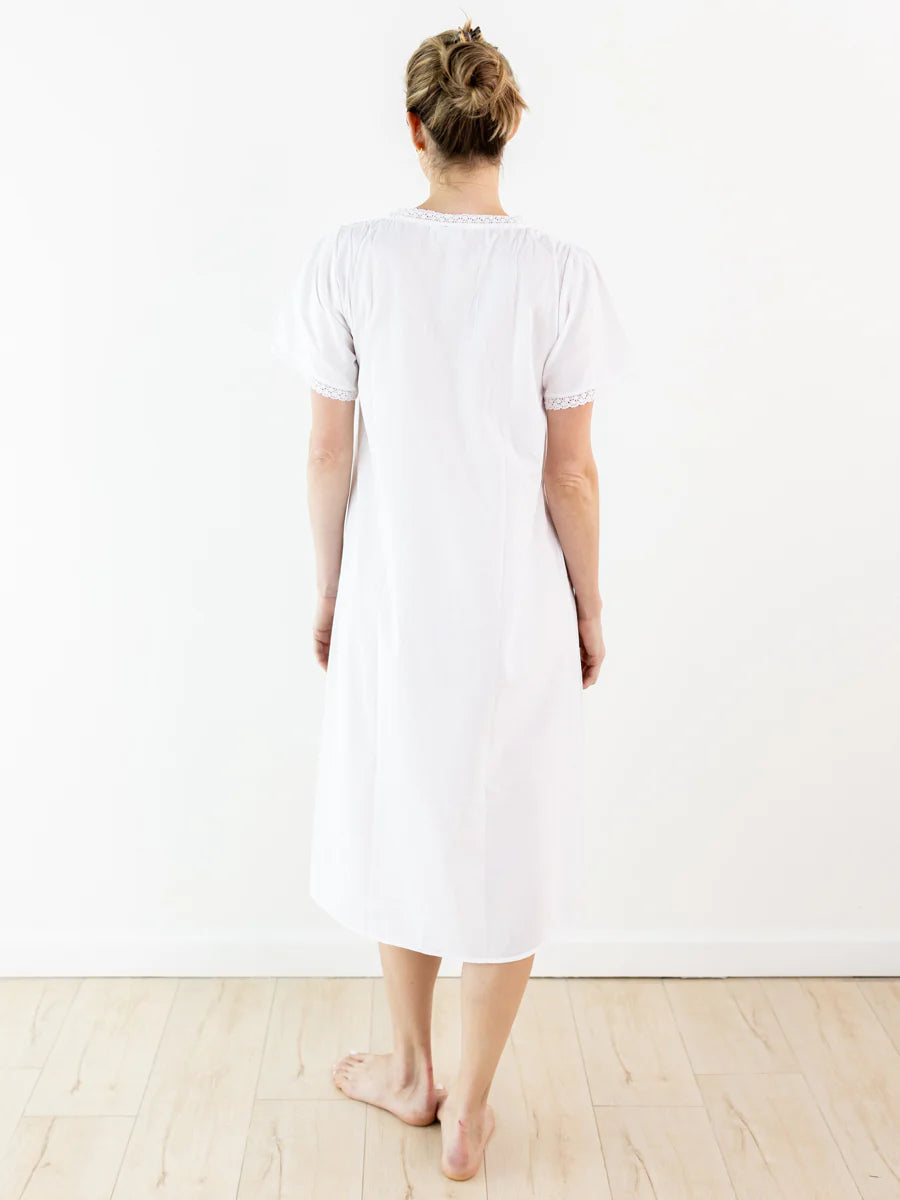 Jacaranda Lynn White Cotton Nightgown