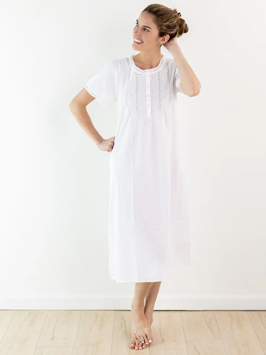 Jacaranda Lynn White Cotton Nightgown