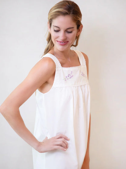 Jacaranda Living Violet White Cotton Nightgown