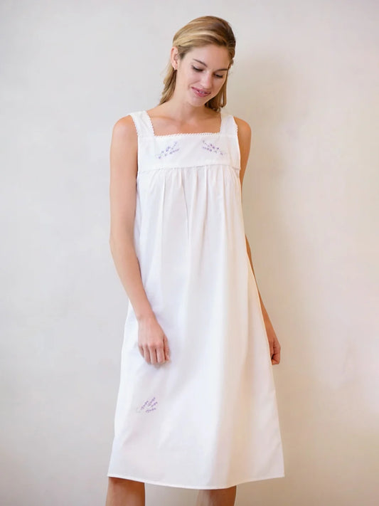 Jacaranda Living Violet White Cotton Nightgown