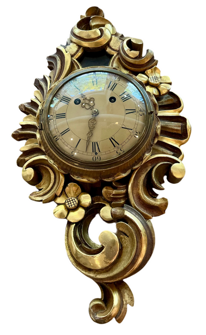 Swedish Gilt Carved Clock
