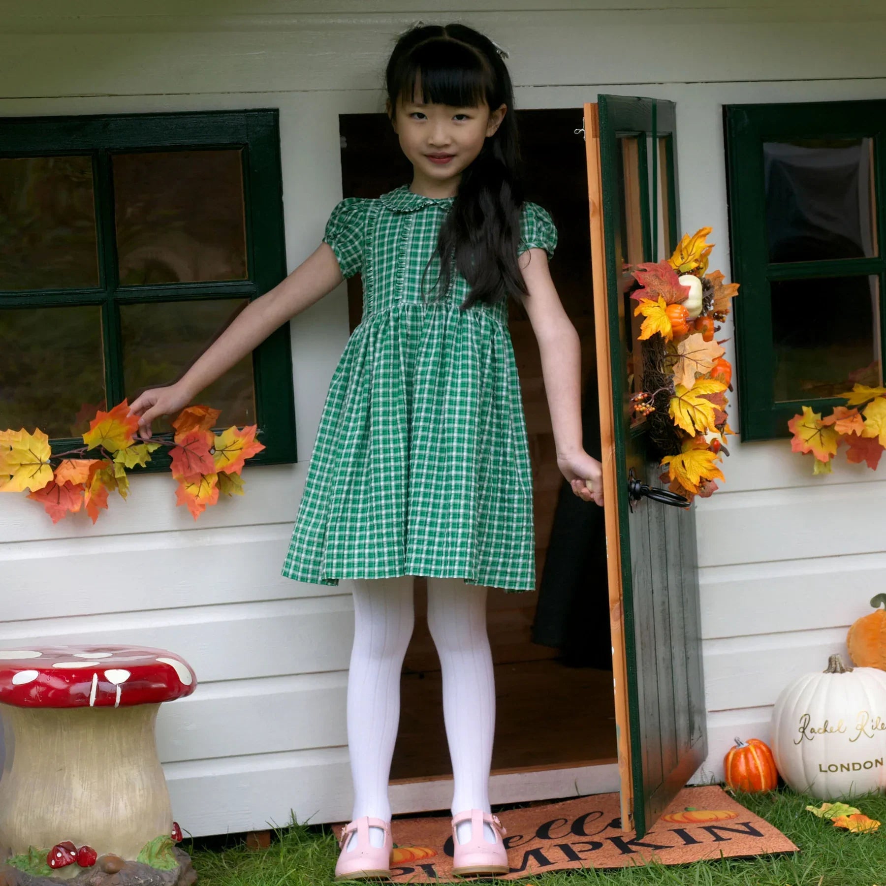 Rachel Riley Check Frill Front Dress, Green - La Petite Maison 2Y Rachel Riley Check Frill Front Dress, Green - La Petite Maison 2Y