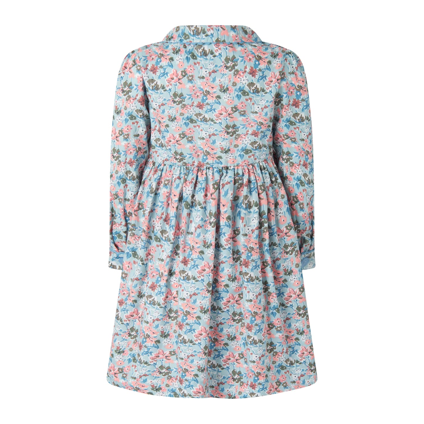 Rachel Riley Blue Floral Long Sleeve Button-front Dress