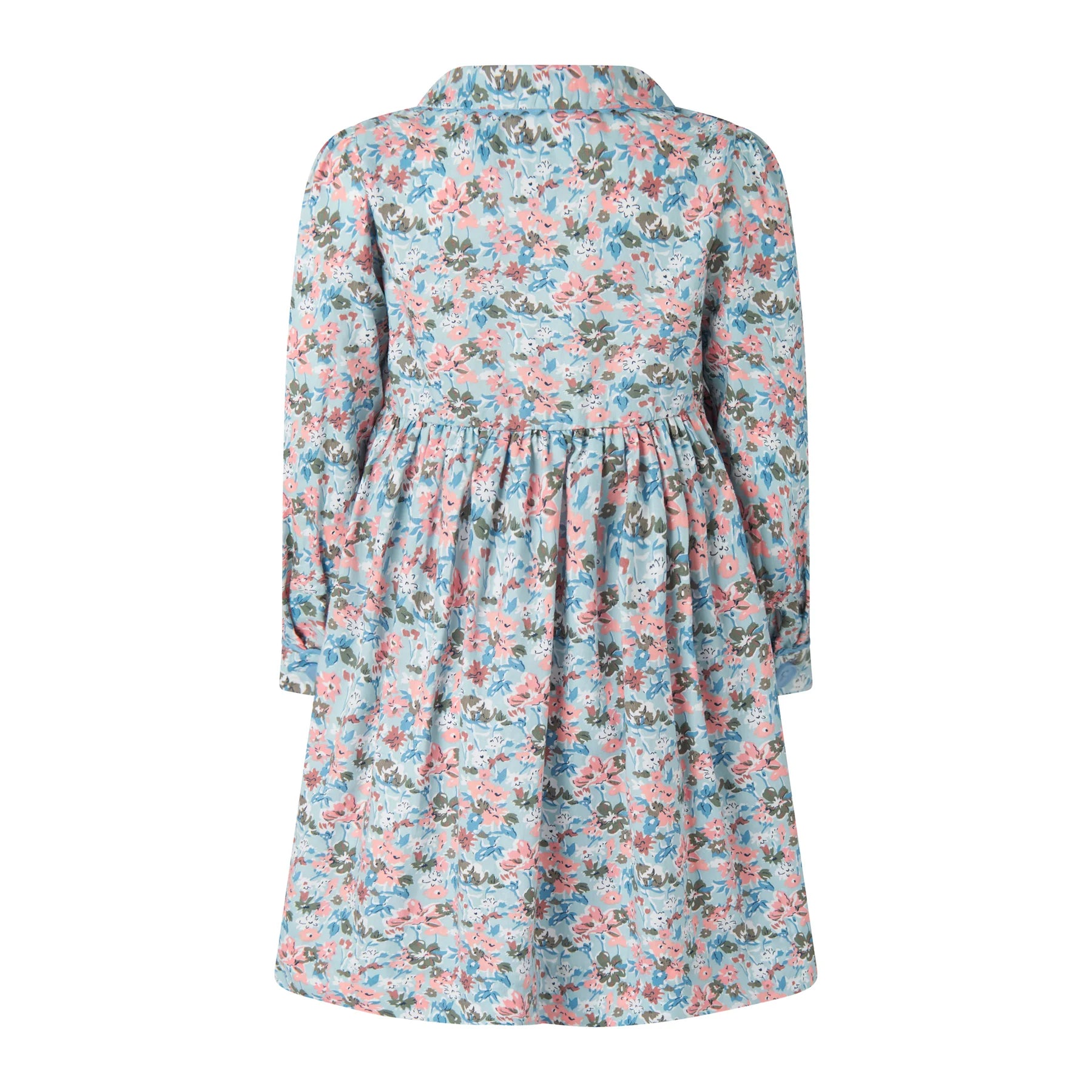 Rachel Riley Blue Floral Long Sleeve Button-front Dress