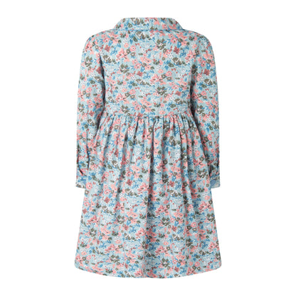 Rachel Riley Blue Floral Long Sleeve Button-front Dress